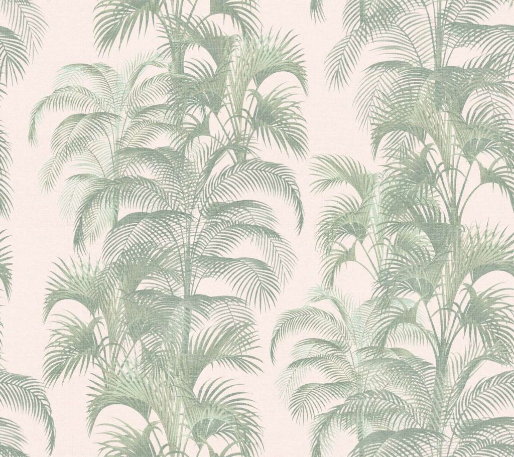 palme verde salvia su beige lino