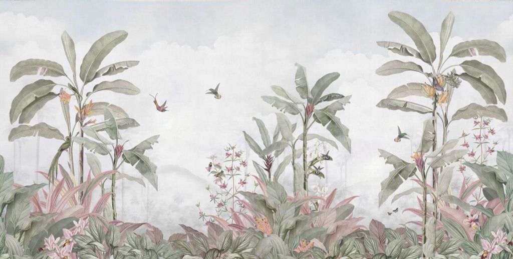 Colibrì tra foglie tropicali