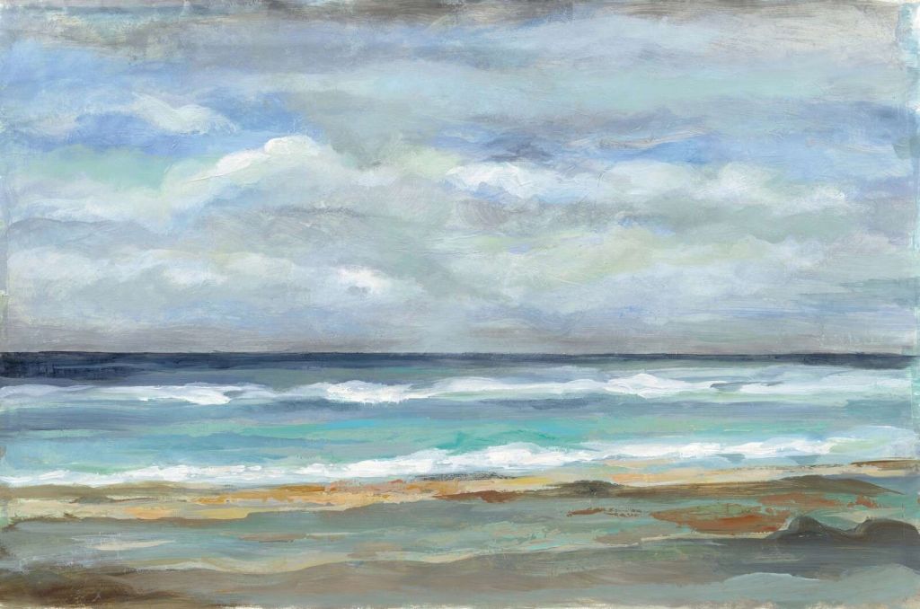 Mare calmo sotto un cielo nuvoloso