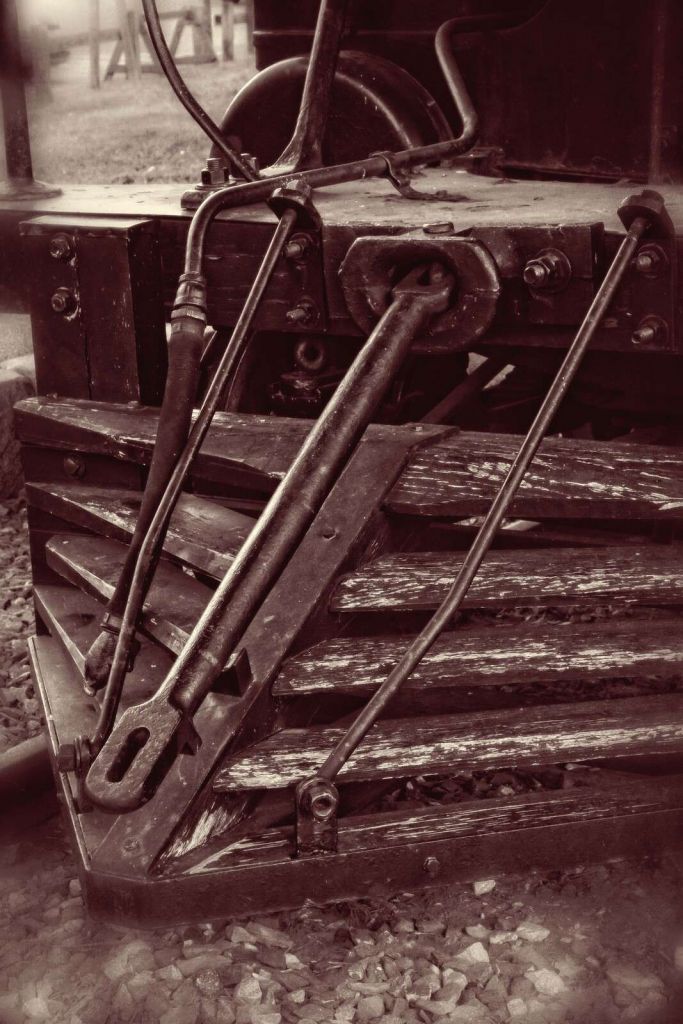 Connessione ferroviaria arrugginita Sepia