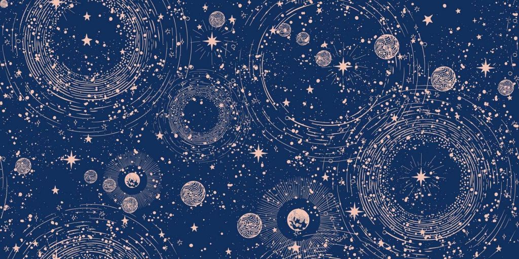 Pioggia di pianeti in blu mezzanotte