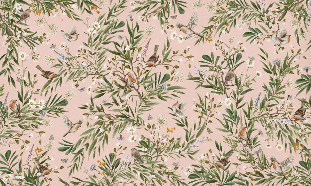 Playful Robins - Pink