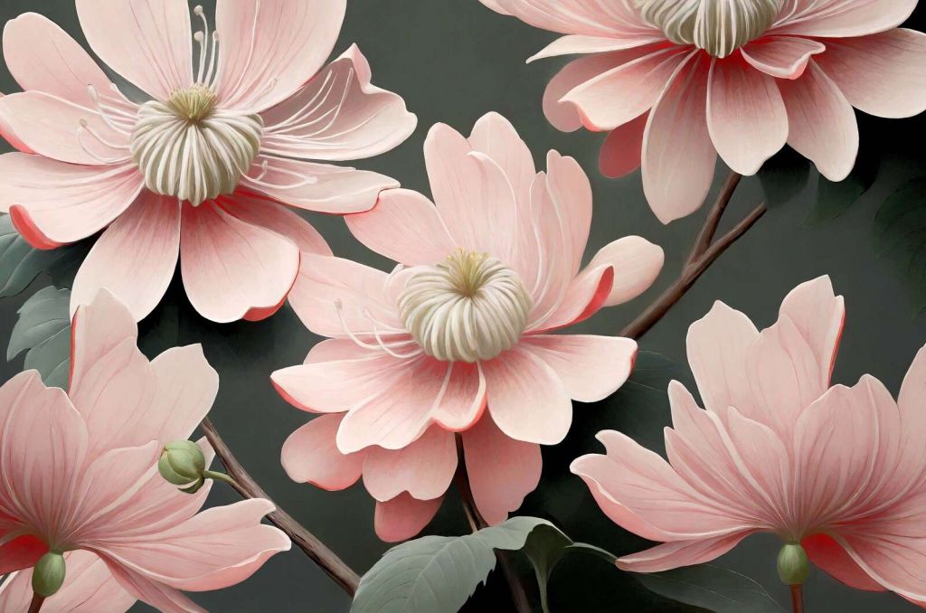 Fiori di clematide morbidi in rosa.