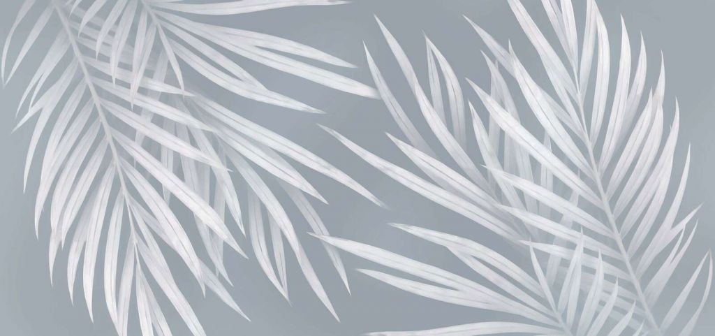 Foglie di palma chiare in blu-grigio