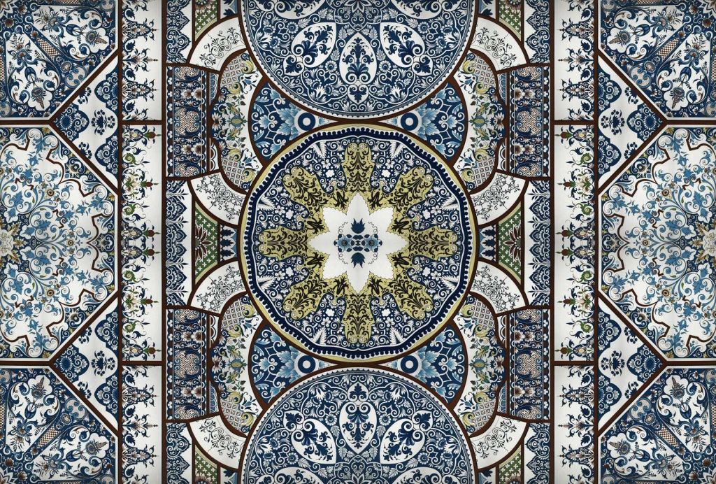 ornamenti del mandala di piastrelle blu