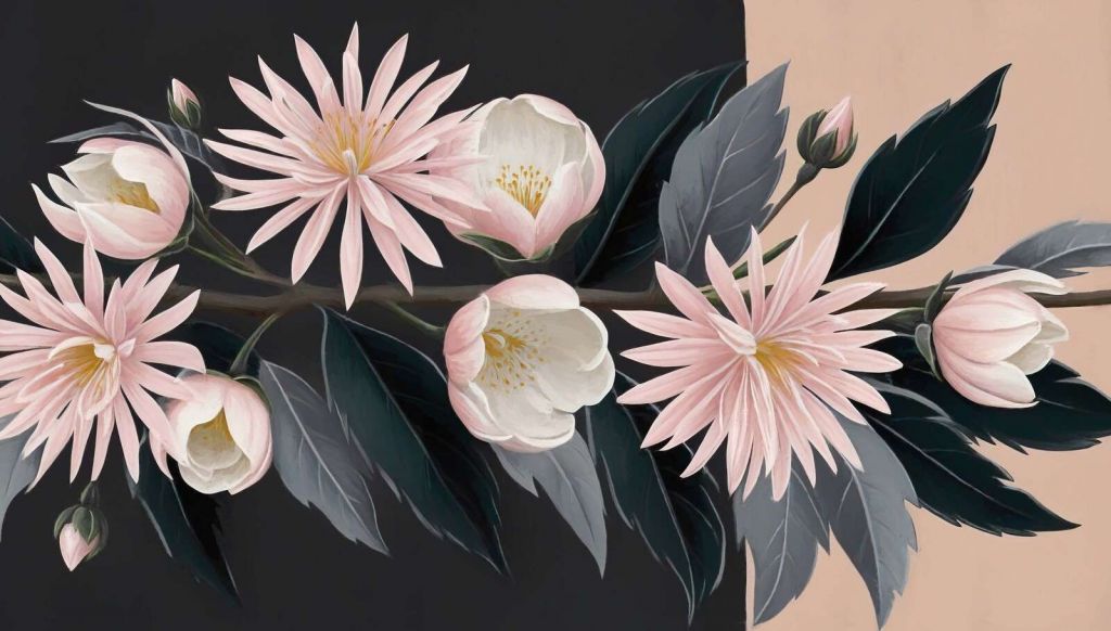 Clematide rosa pallido su un ramo