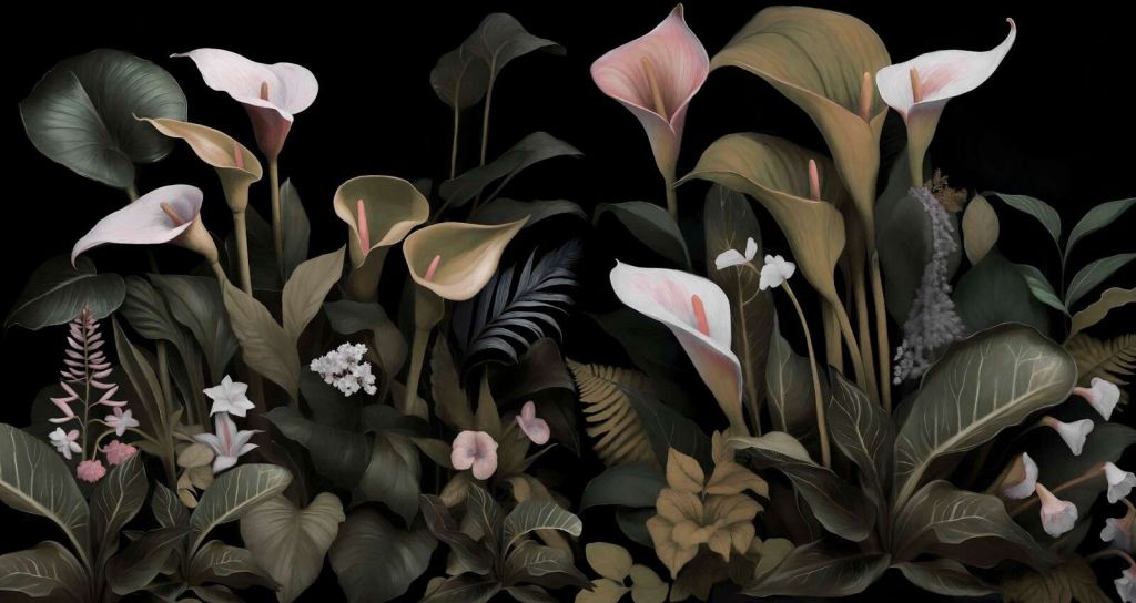 Gigli di calla morbidi di notte