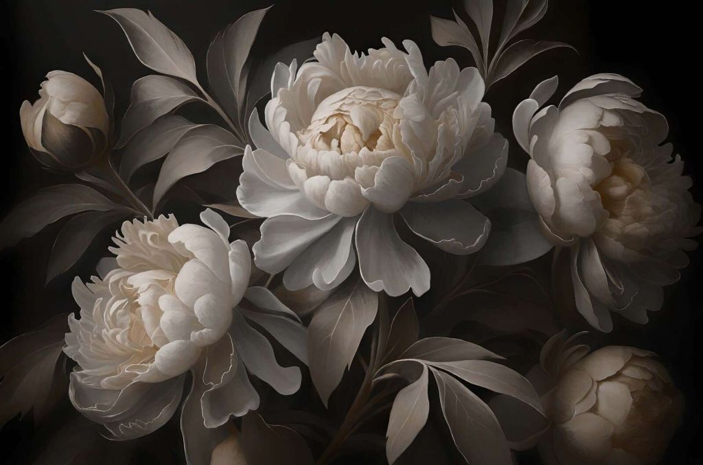 Peonie scure al chiaro di luna