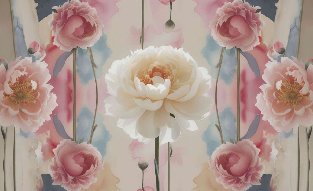Peonie simmetriche in acquerello