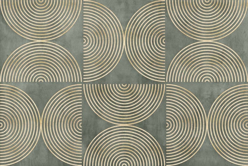 Cerchi eclettici arte moderna verde oro