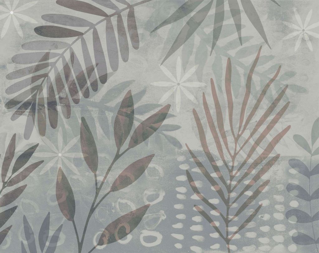 Collage di foglie di palma mix grigio marrone