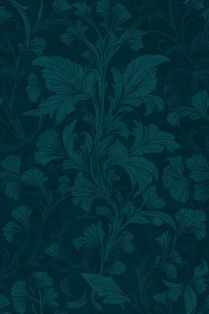 motivo damascato floreale in stile William Morris monocromatico verde smeraldo e verde acqua