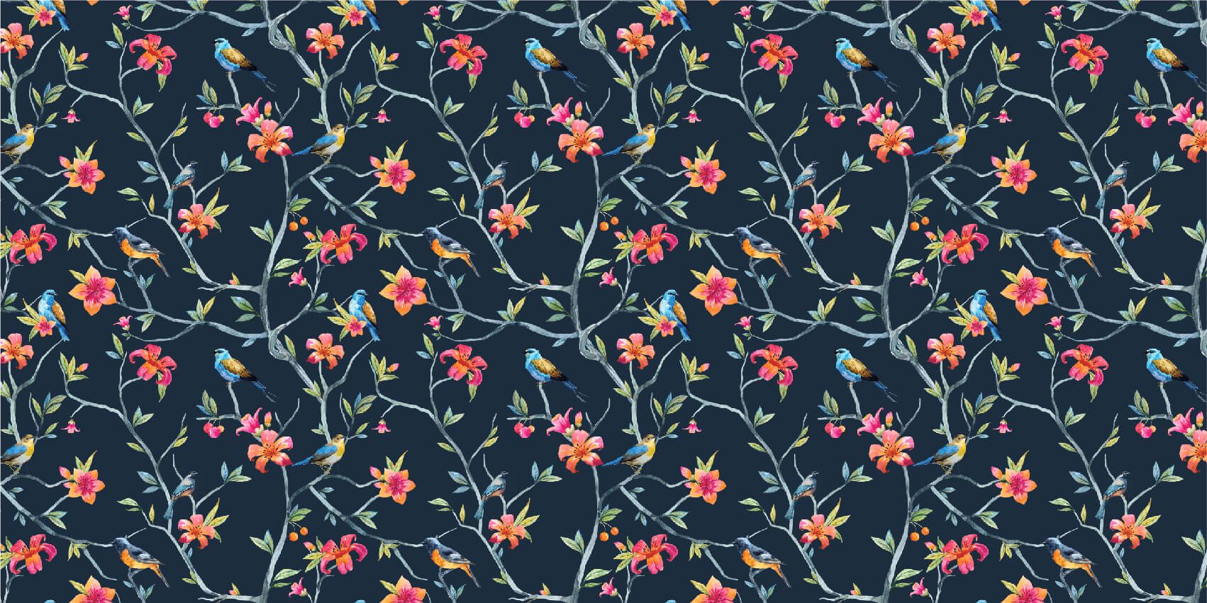 Fiori tropicali e uccelli