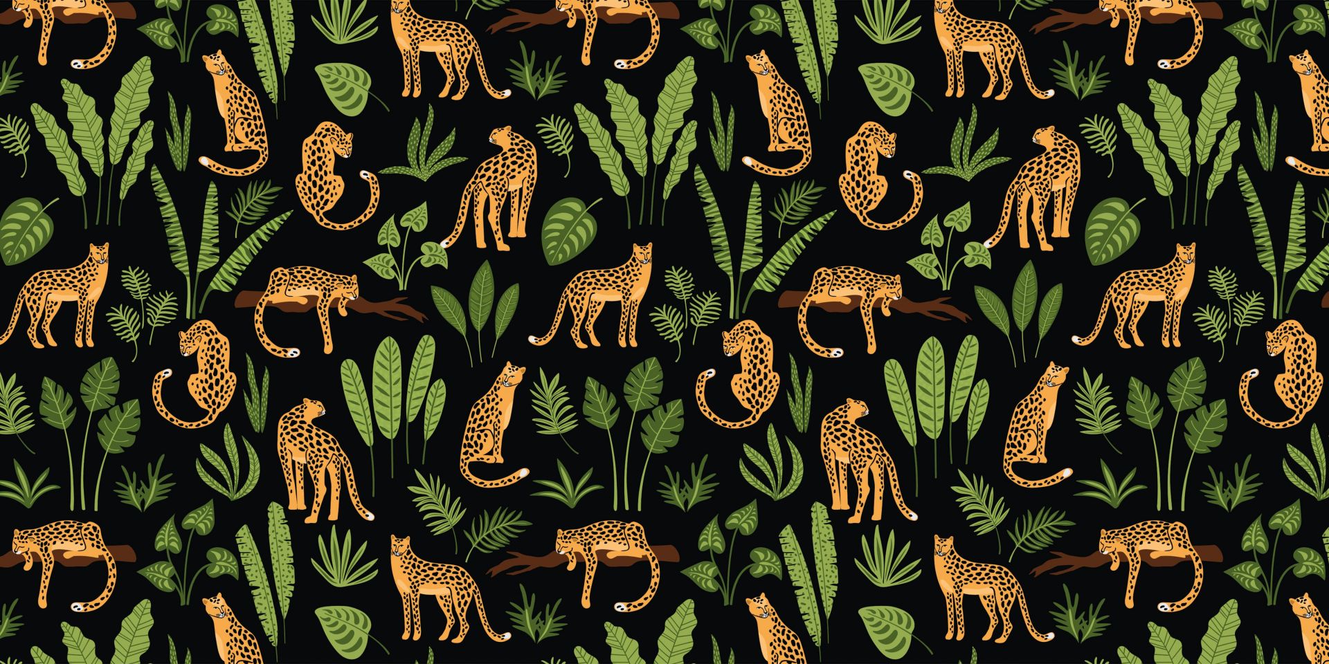 Motivo leopardo su sfondo nero