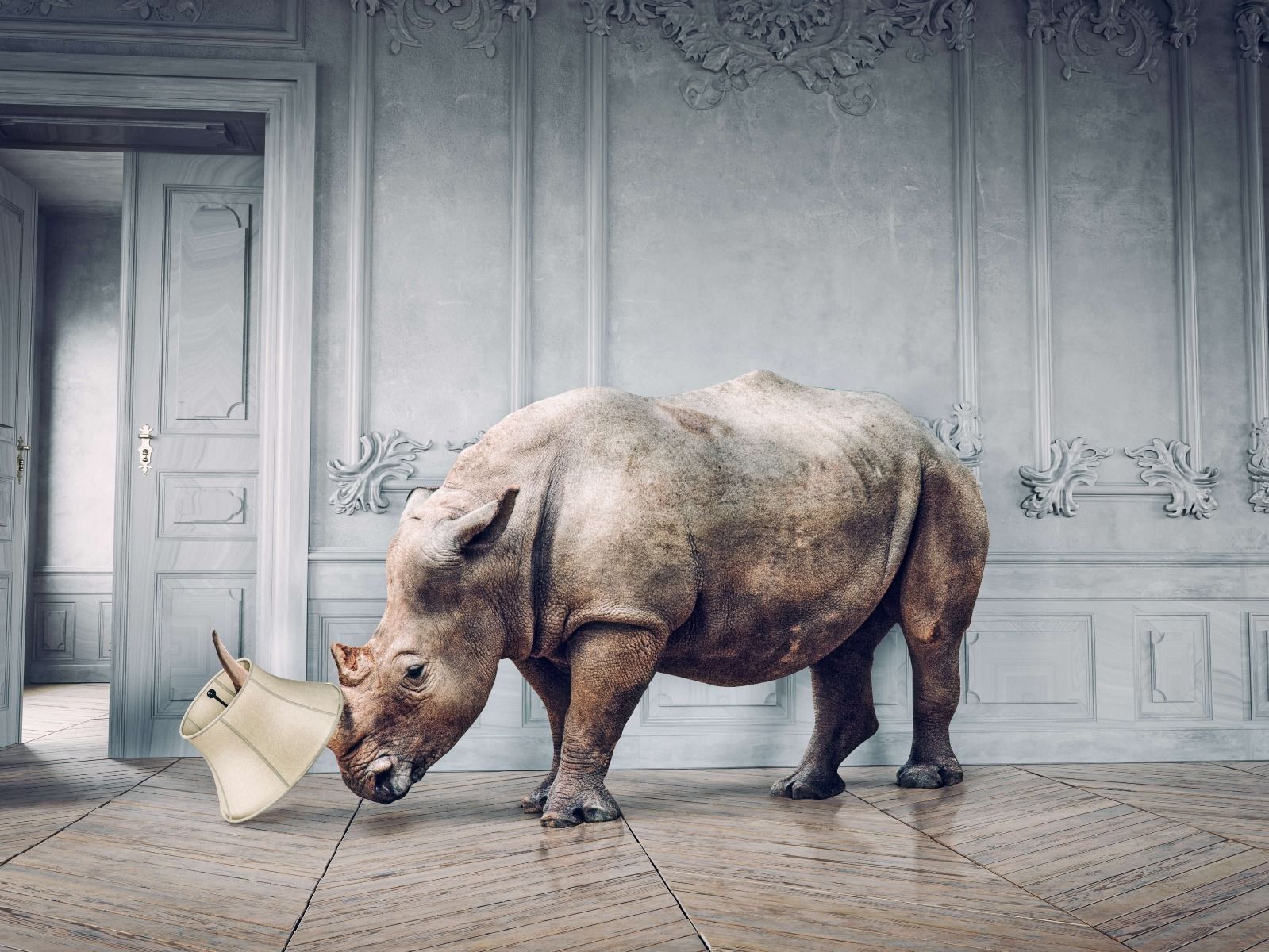 Rinoceronte con paralume