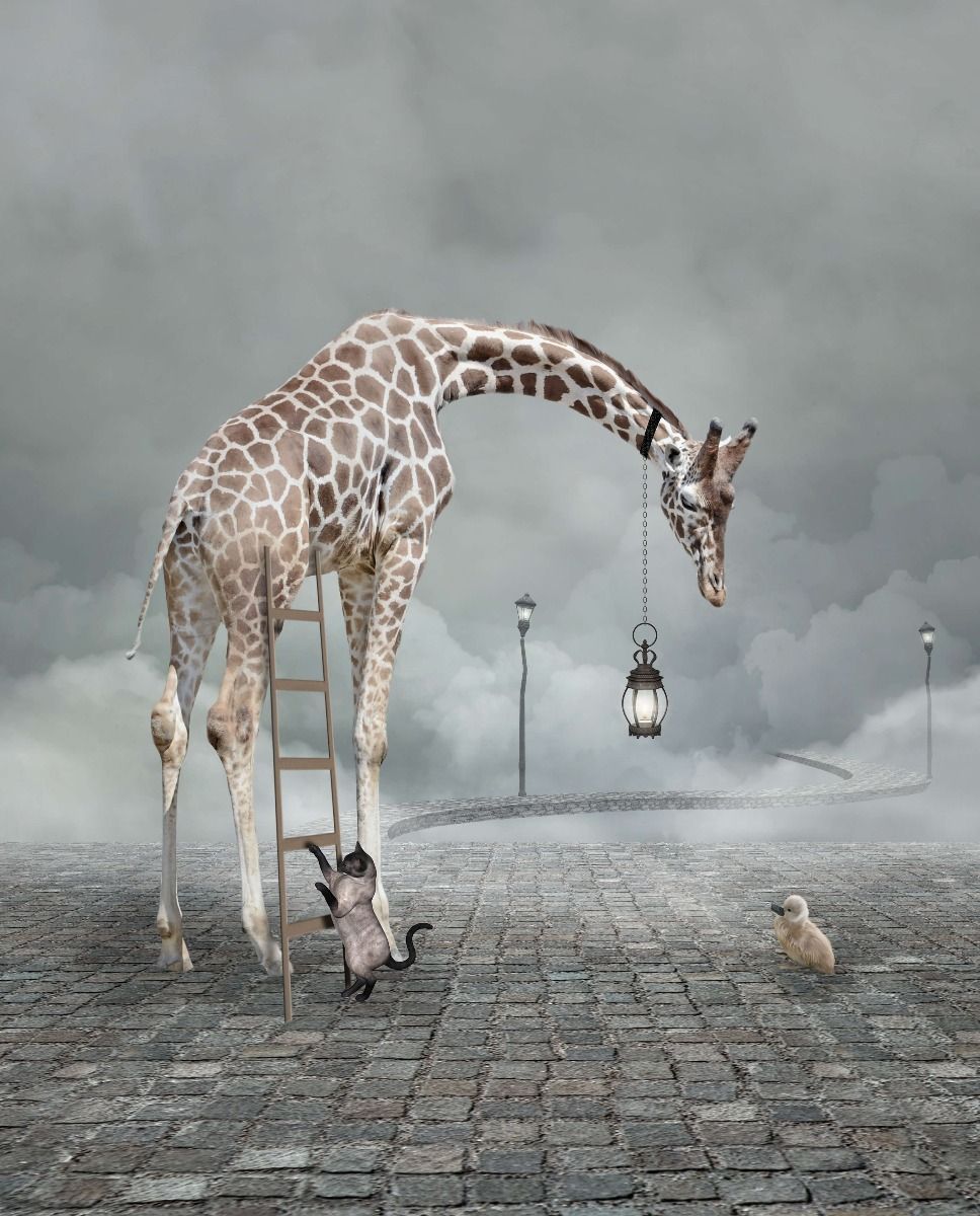 Paesaggio fantastico con animali