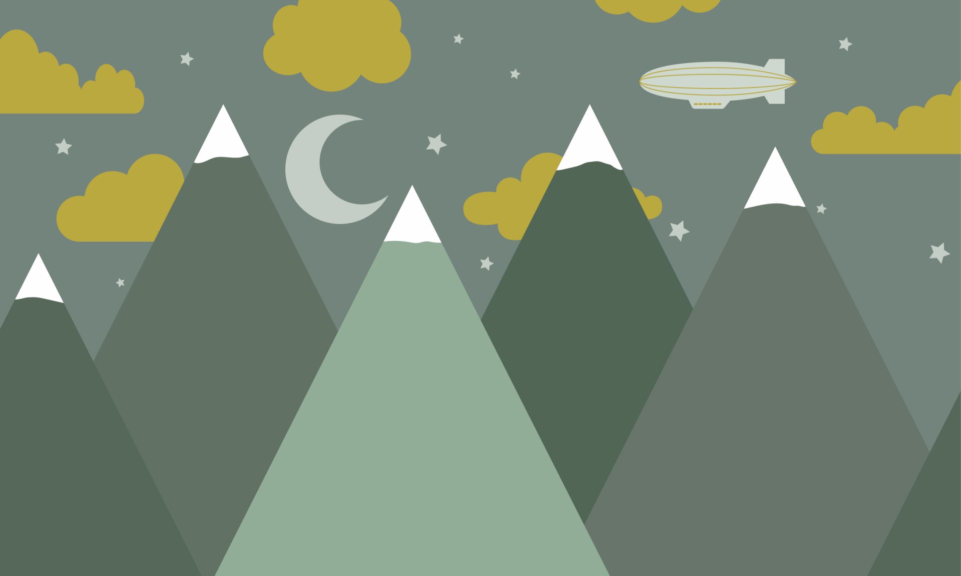 Montagne verdi di notte