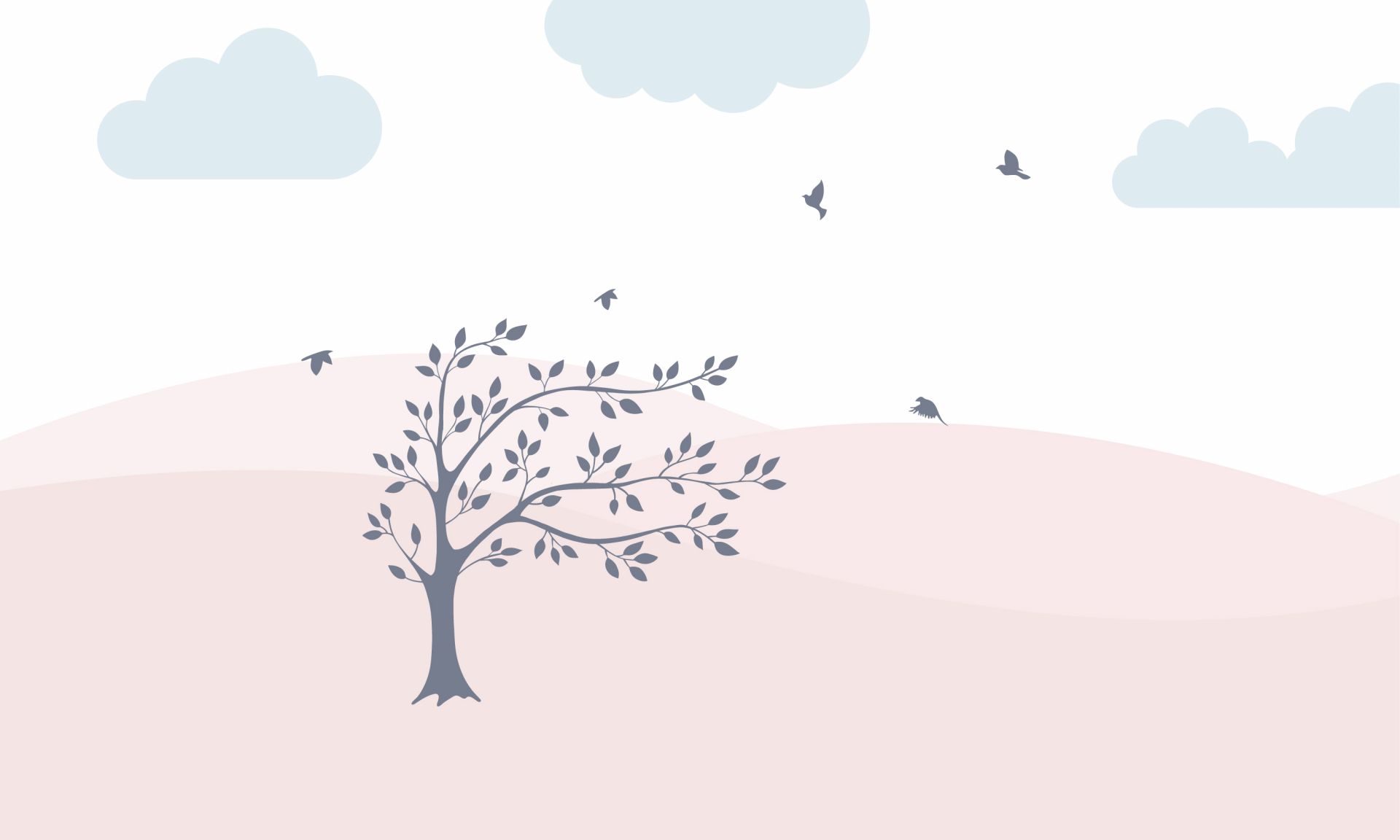 Colline rosa con albero