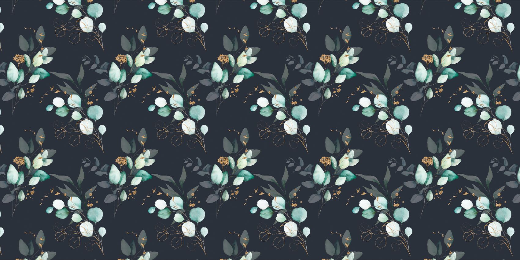 Foglie blu scuro con oro