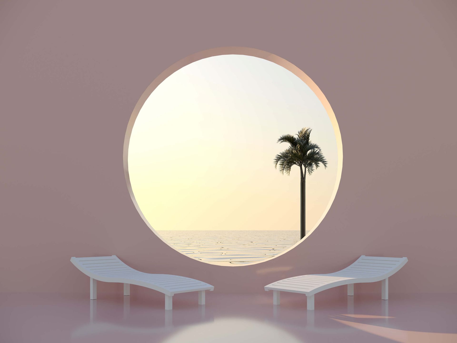 Parete rosa con cerchio