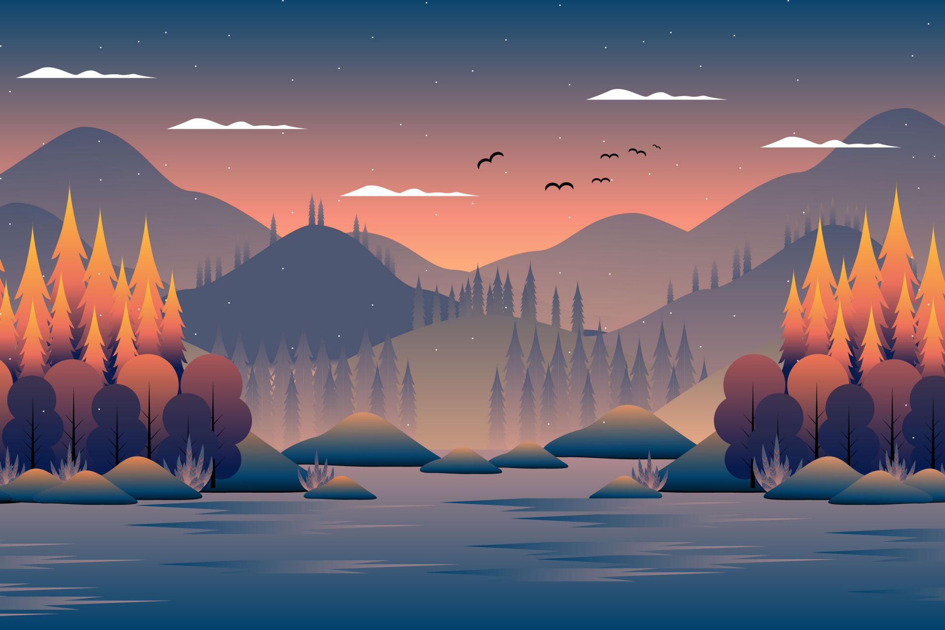 Illustrazione della foresta autunnale