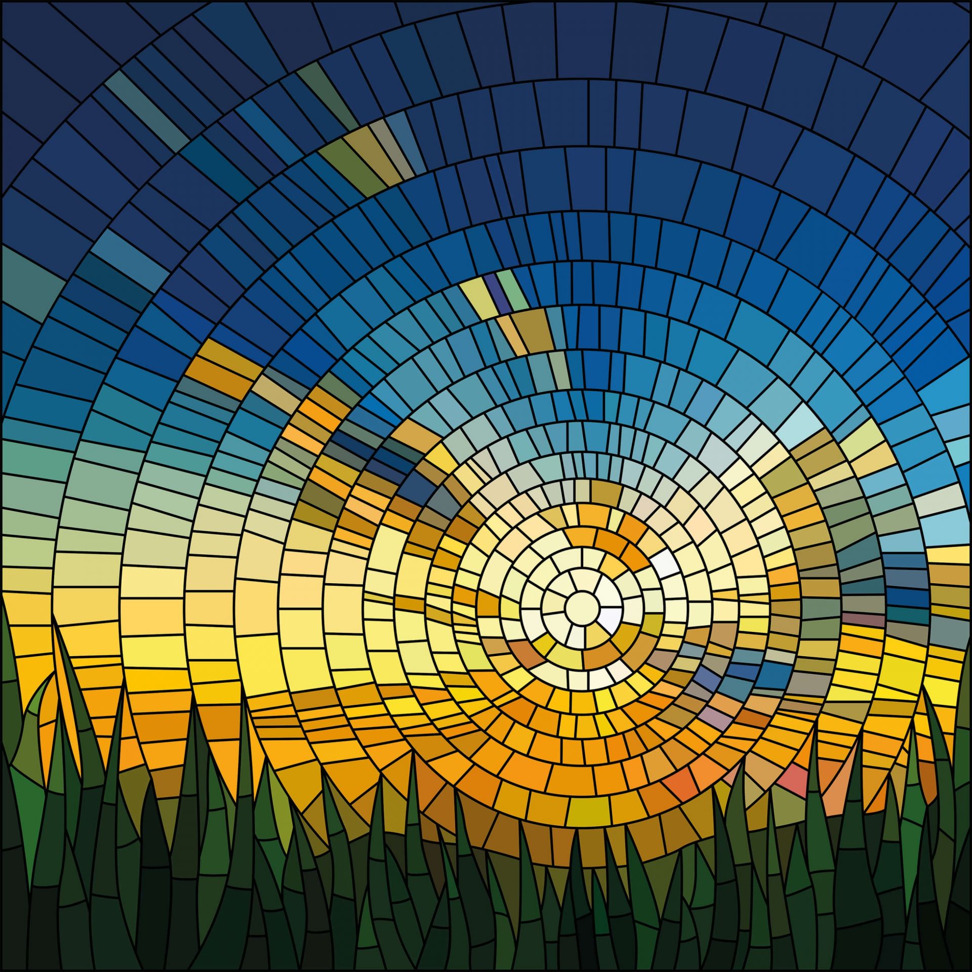 Tramonto su un prato