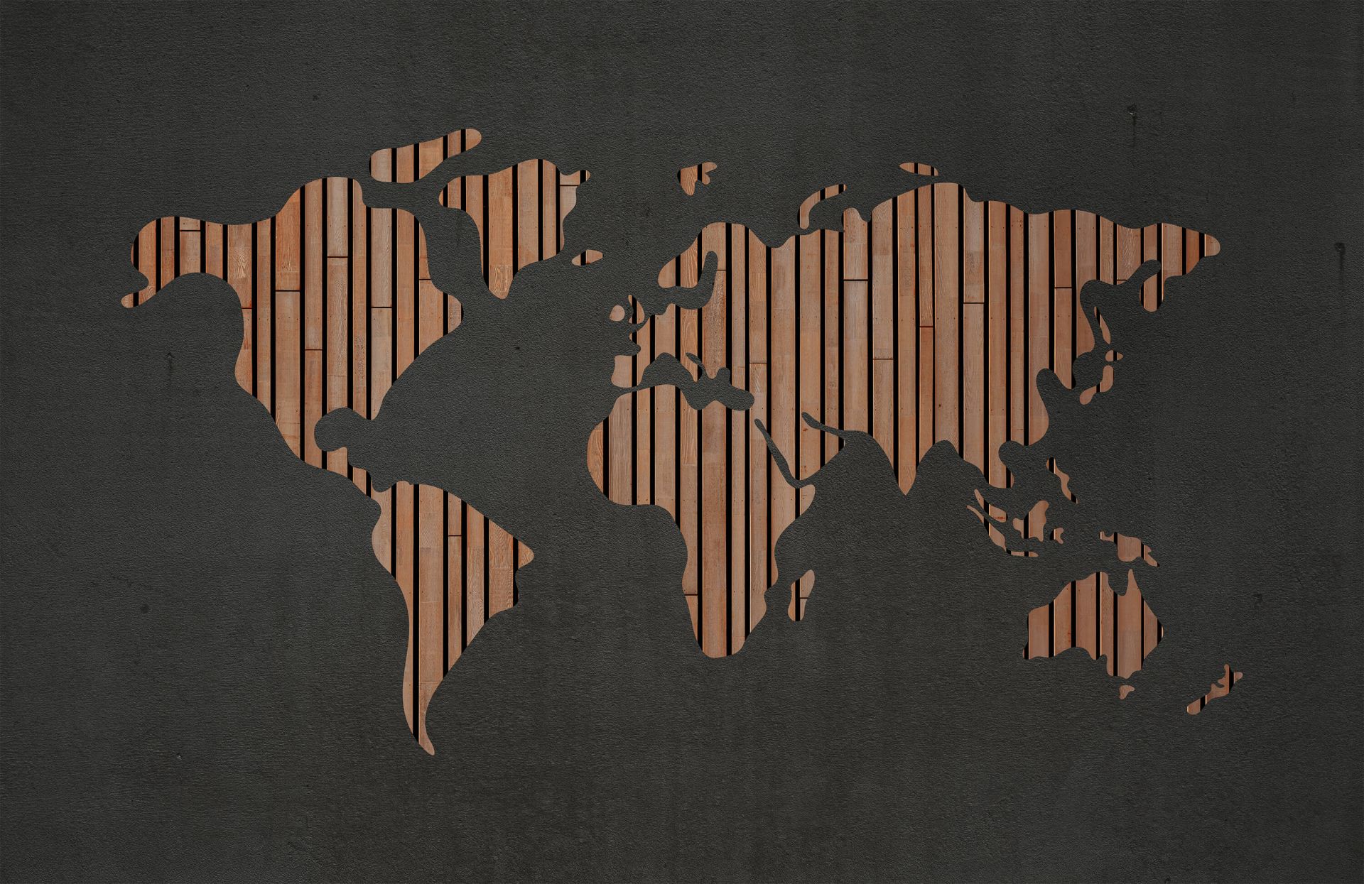 Mappa del mondo con tavole di legno