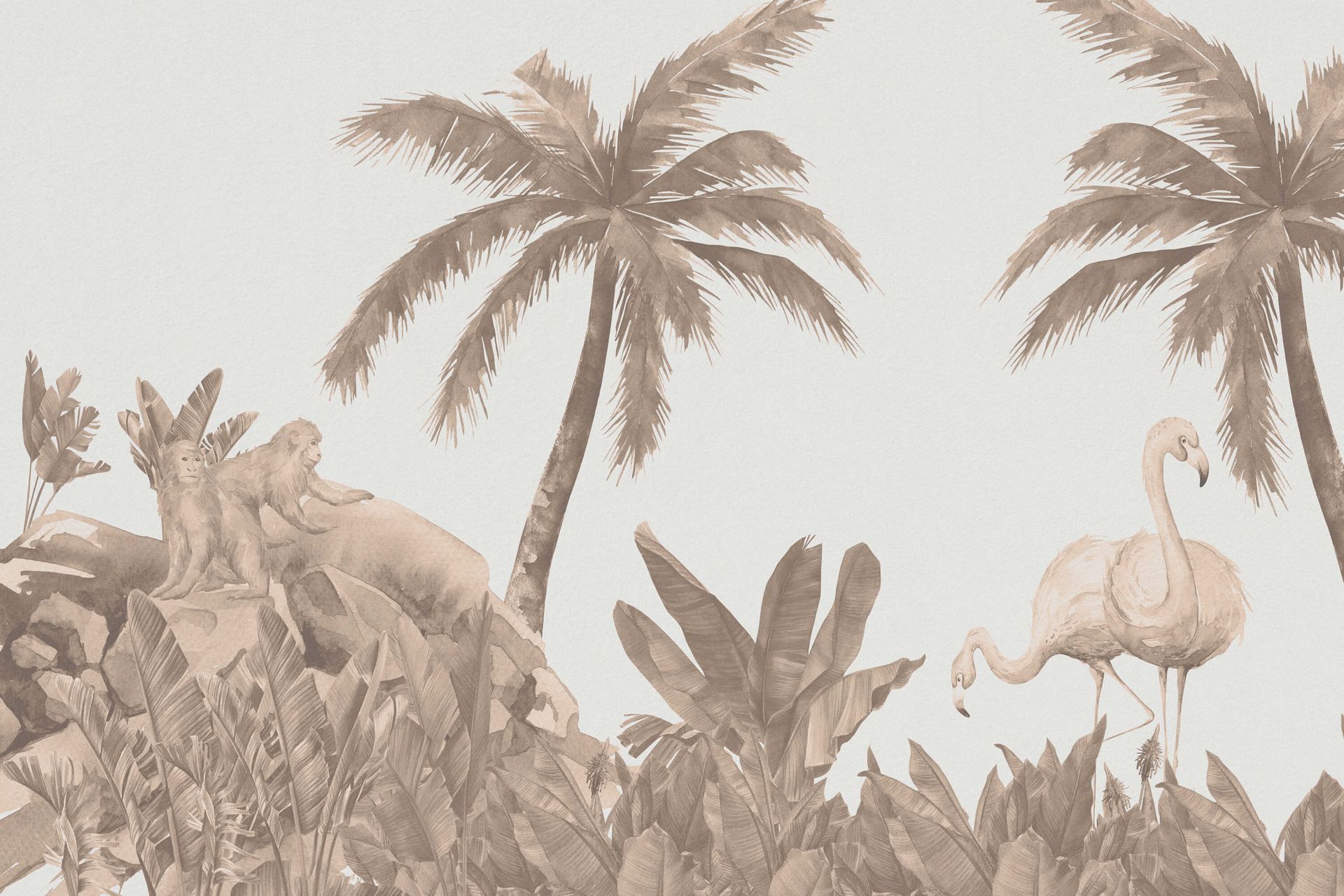 Scimmie e fenicotteri