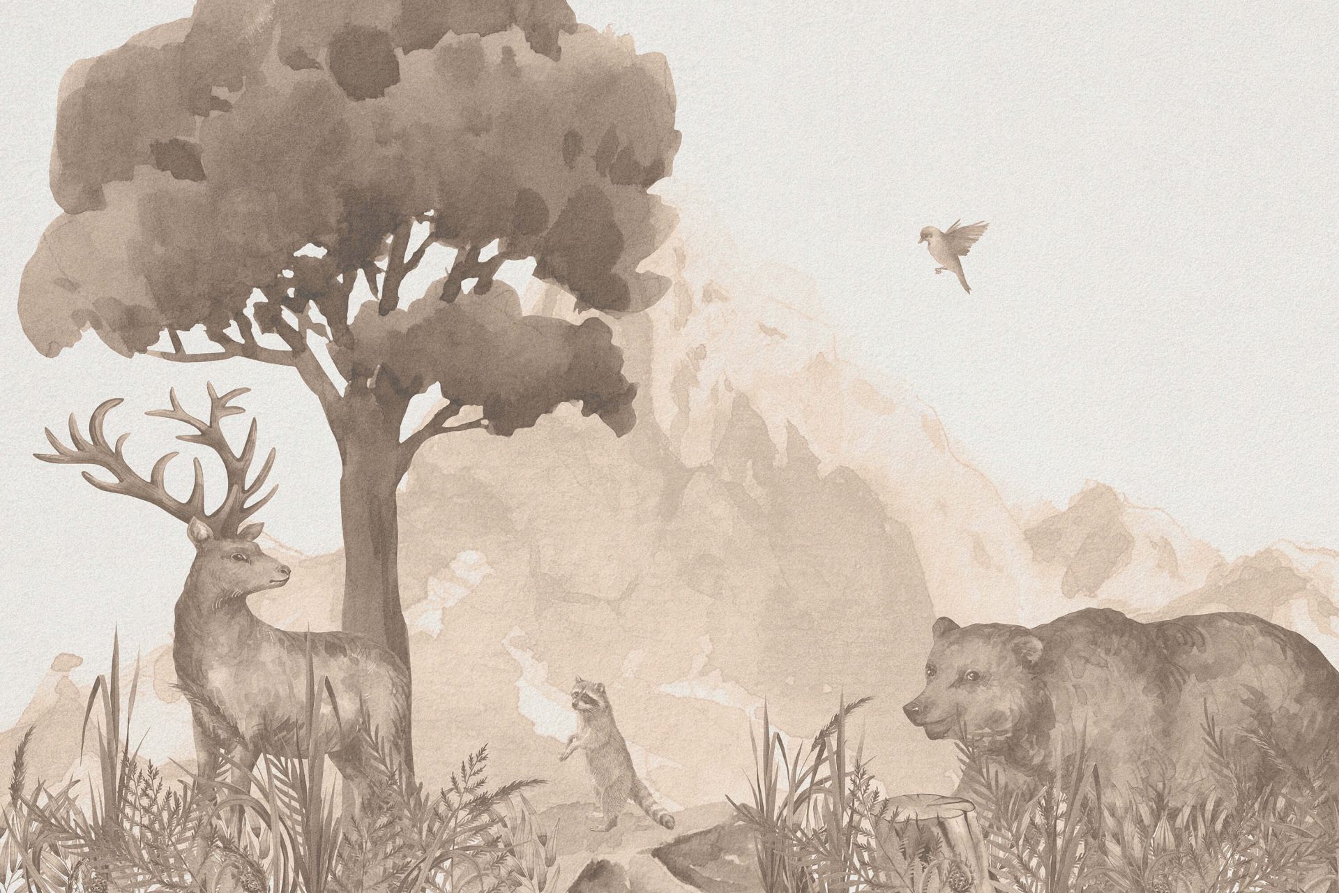 Animali della foresta in taupe