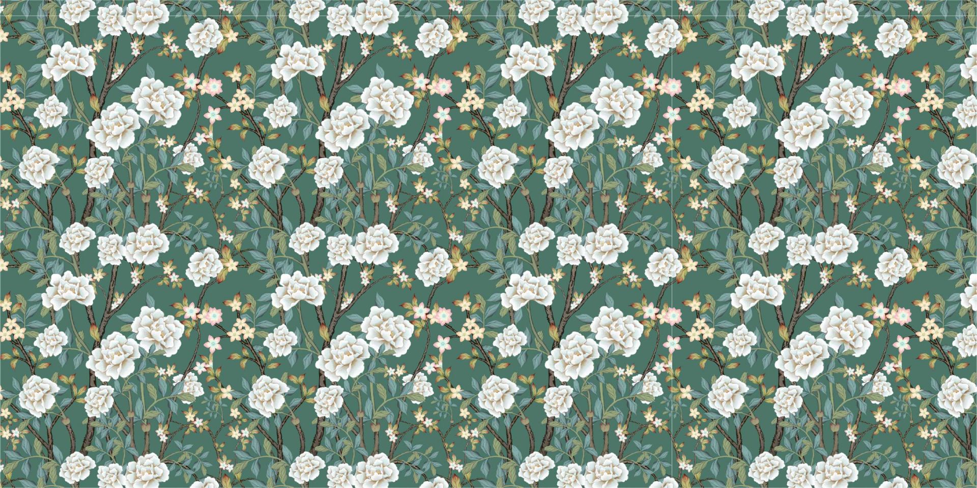 Peonie su sfondo verde