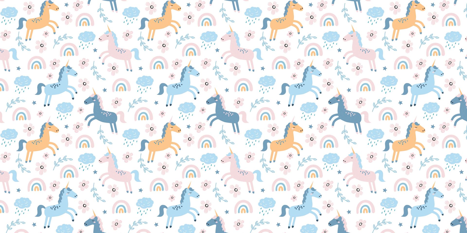 Unicorno con arcobaleno