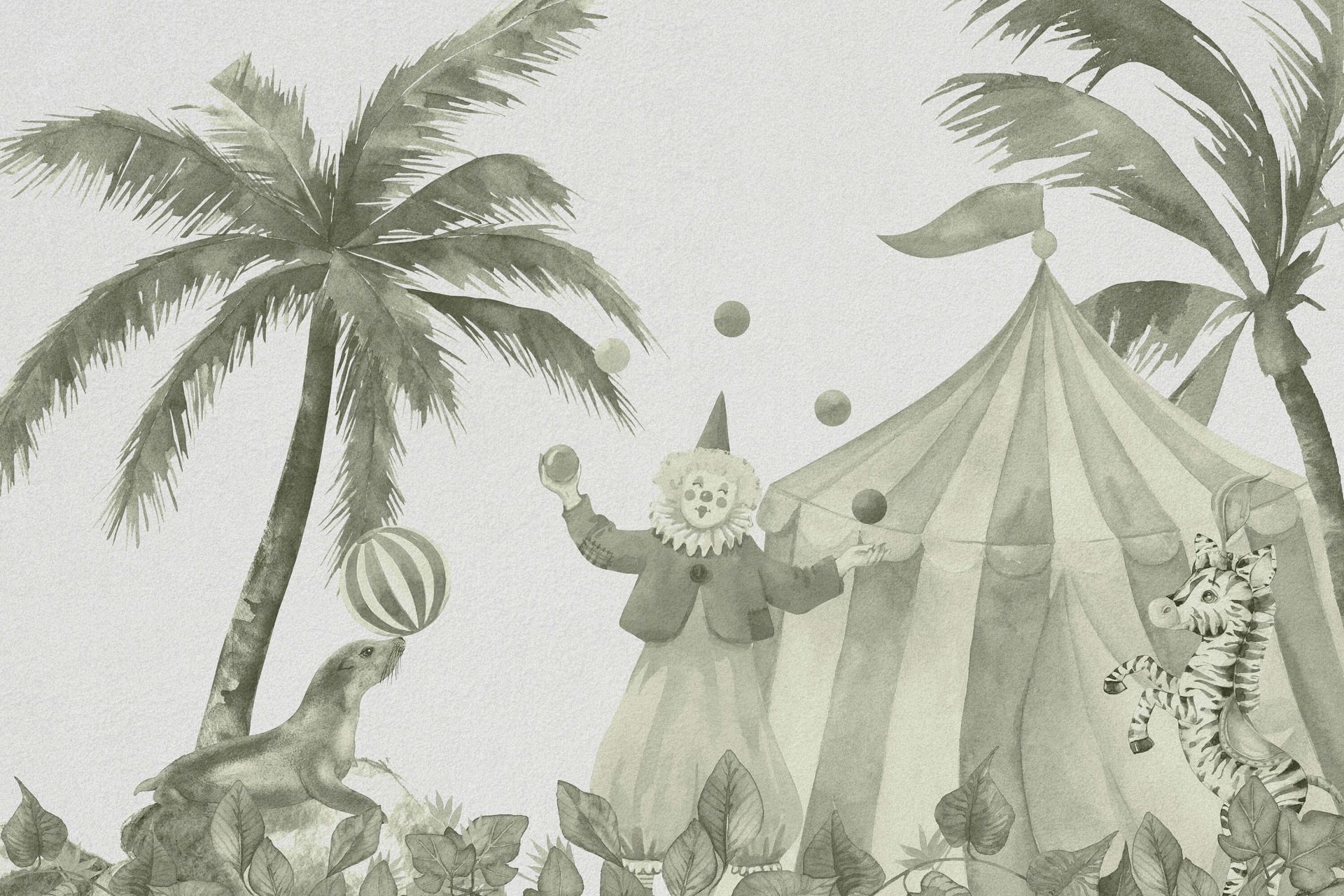 Allegri animali da circo in verde