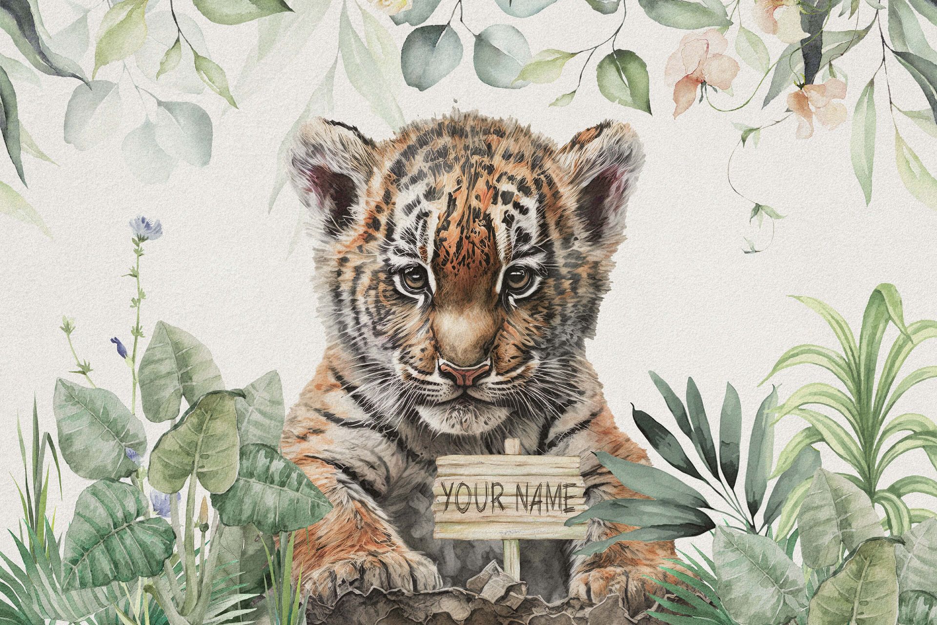 Simpatica tigre con piante