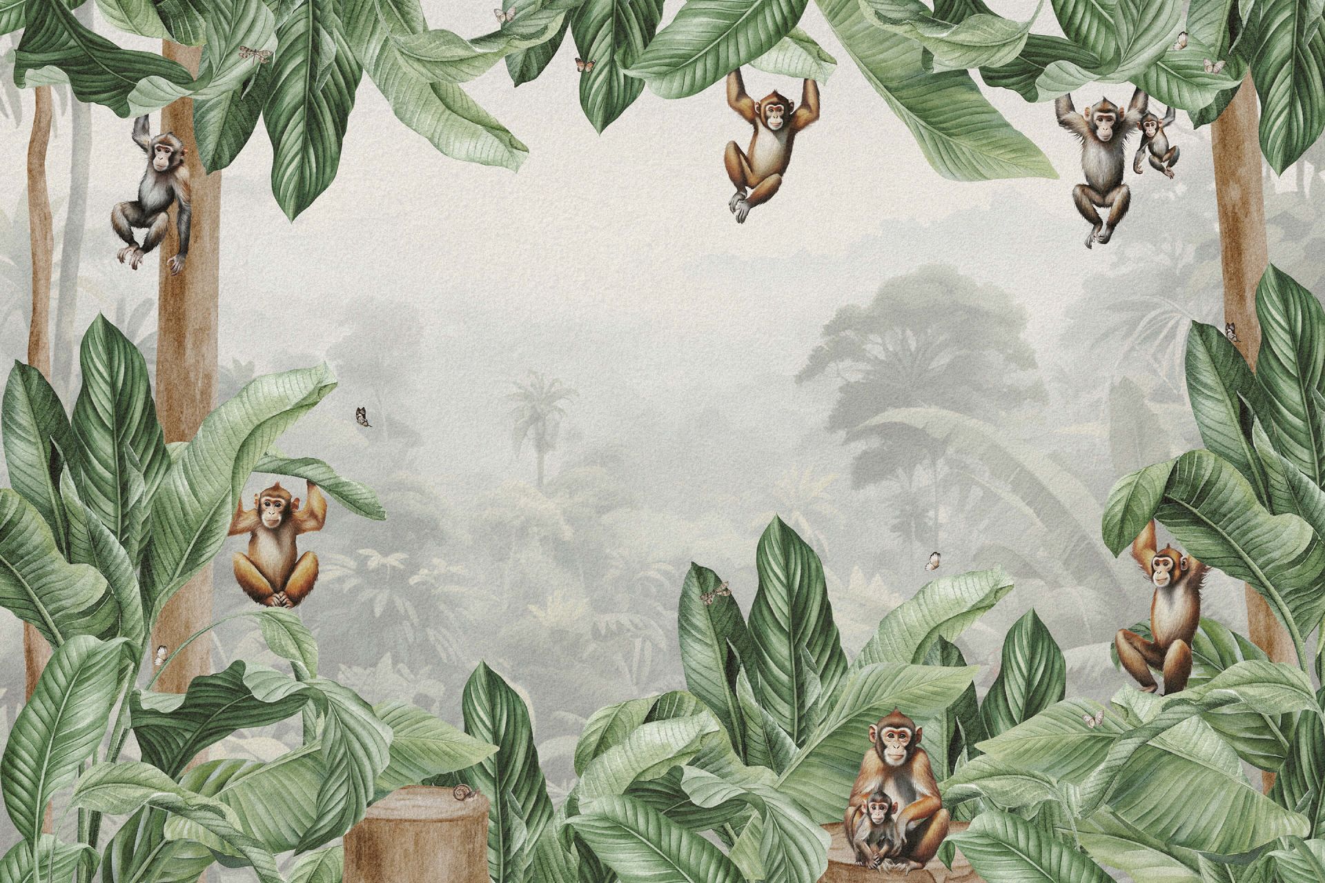 Paesaggio con scimmia a colori