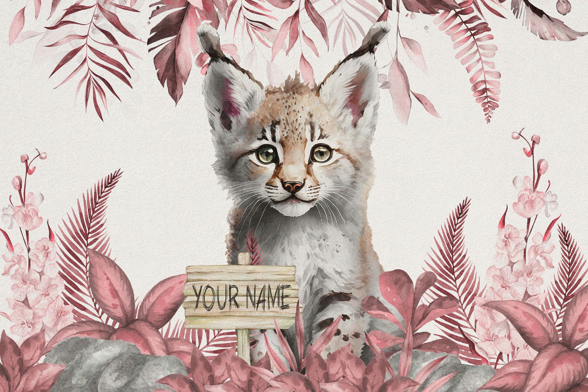 Baby lince nella giungla rosa