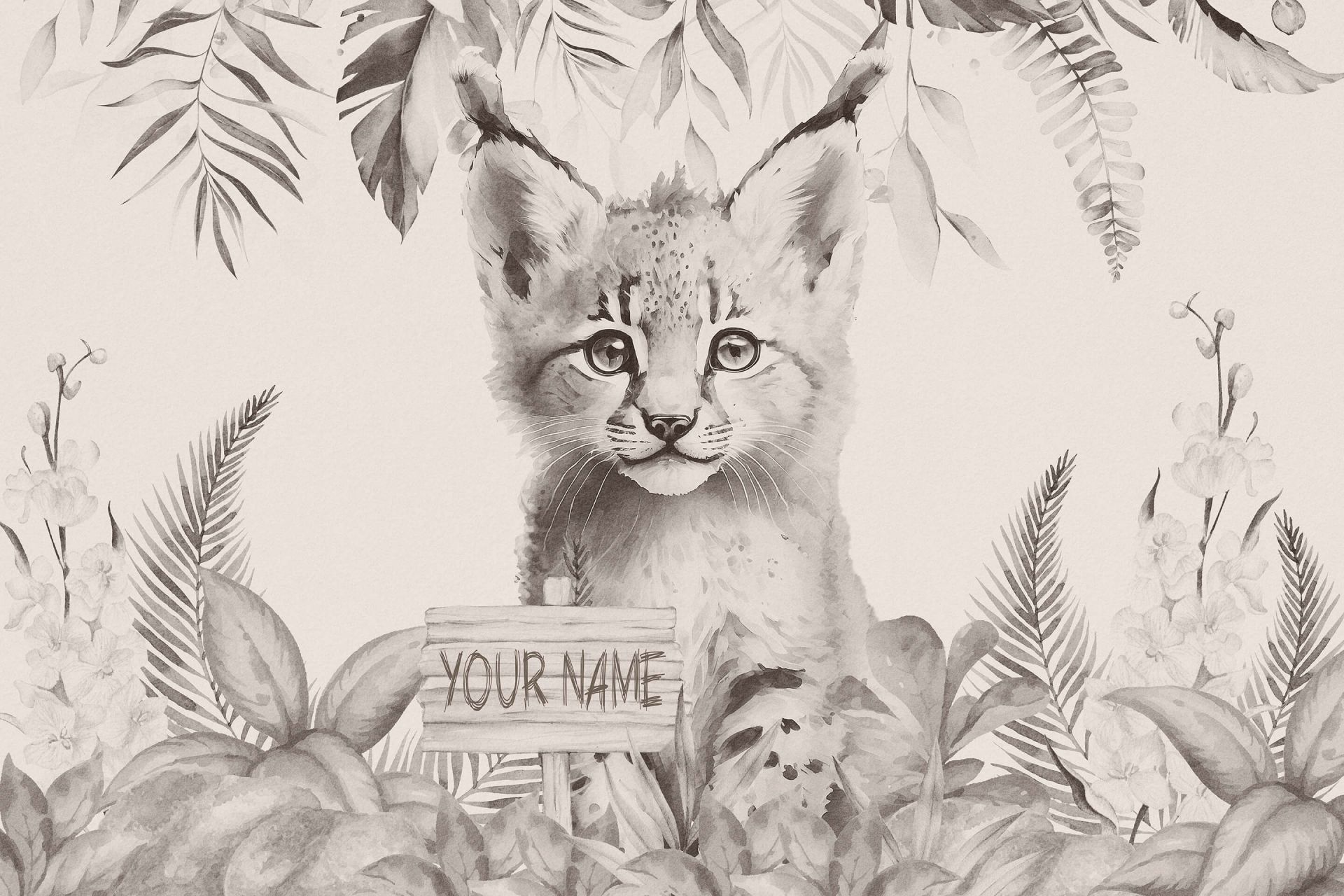 Cucciolo di lince nella giungla beige