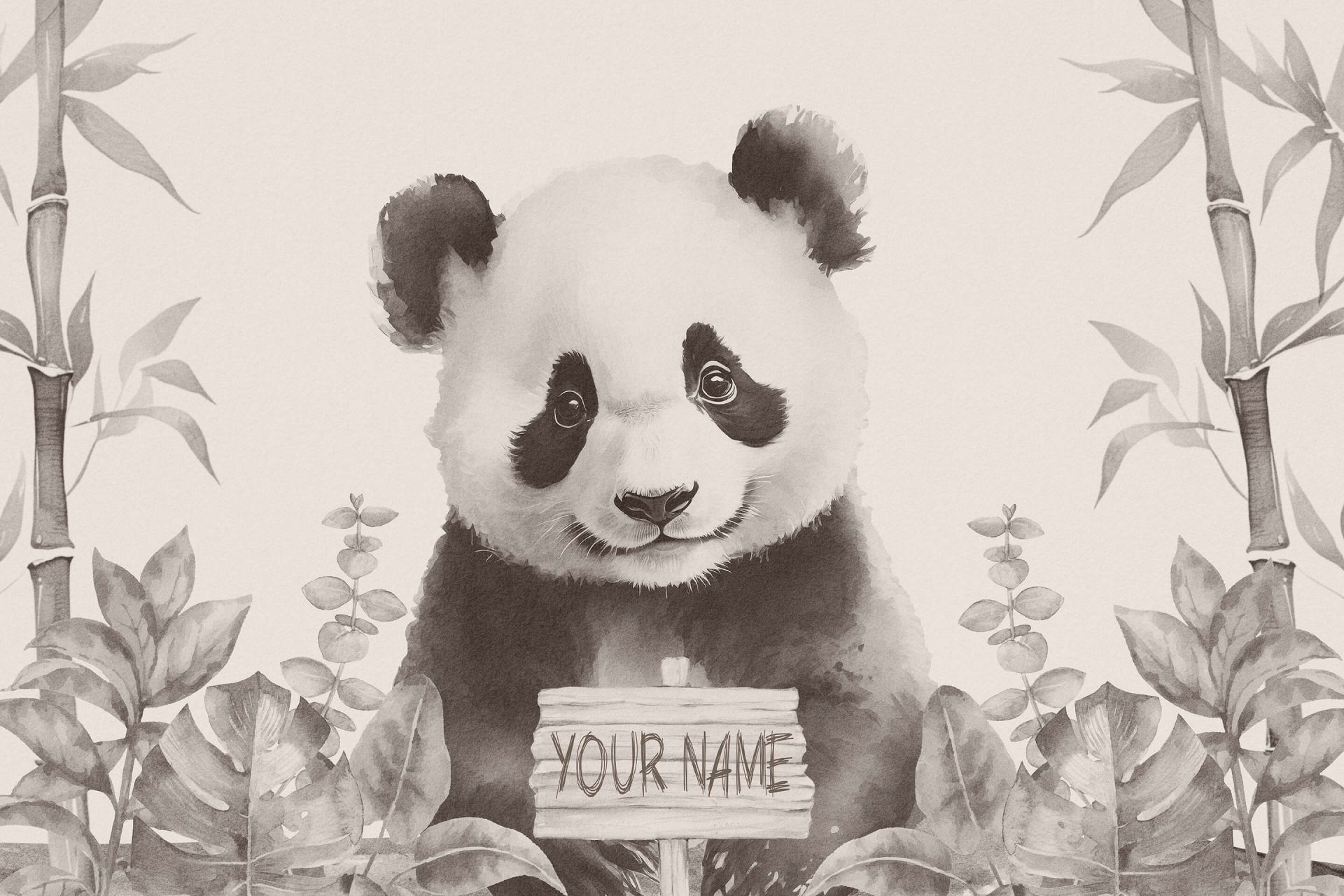 Baby panda nella giungla beige