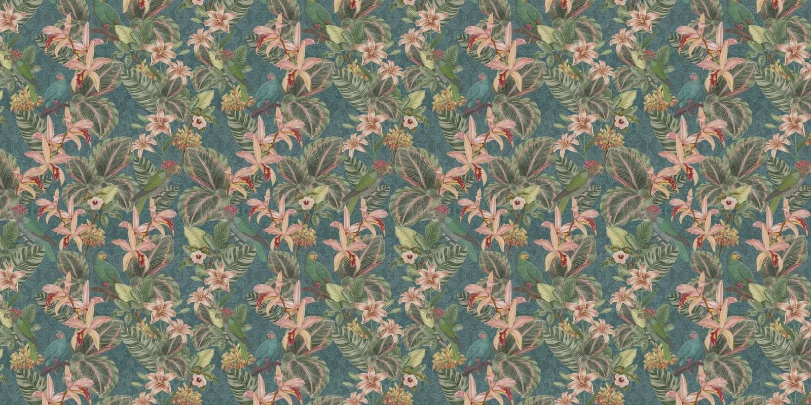 Uccelli e pappagalli della giungla tropicale - turchese