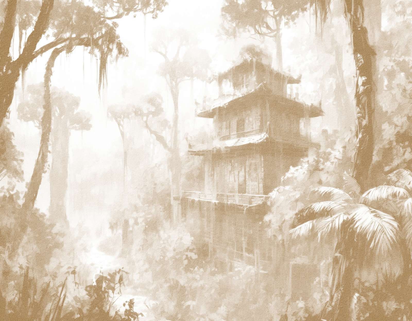 Capanna Nascosta nella Foresta Nebbiosa, taupe