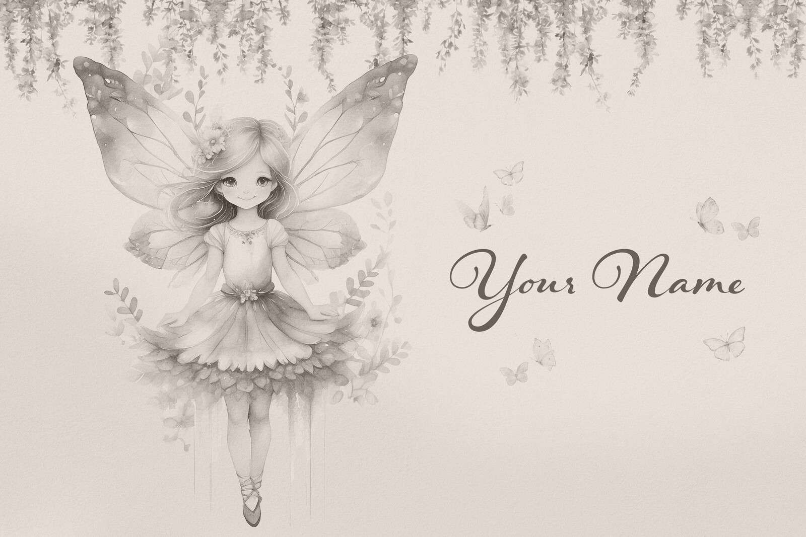 Elfo grigio chiaro tra le farfalle