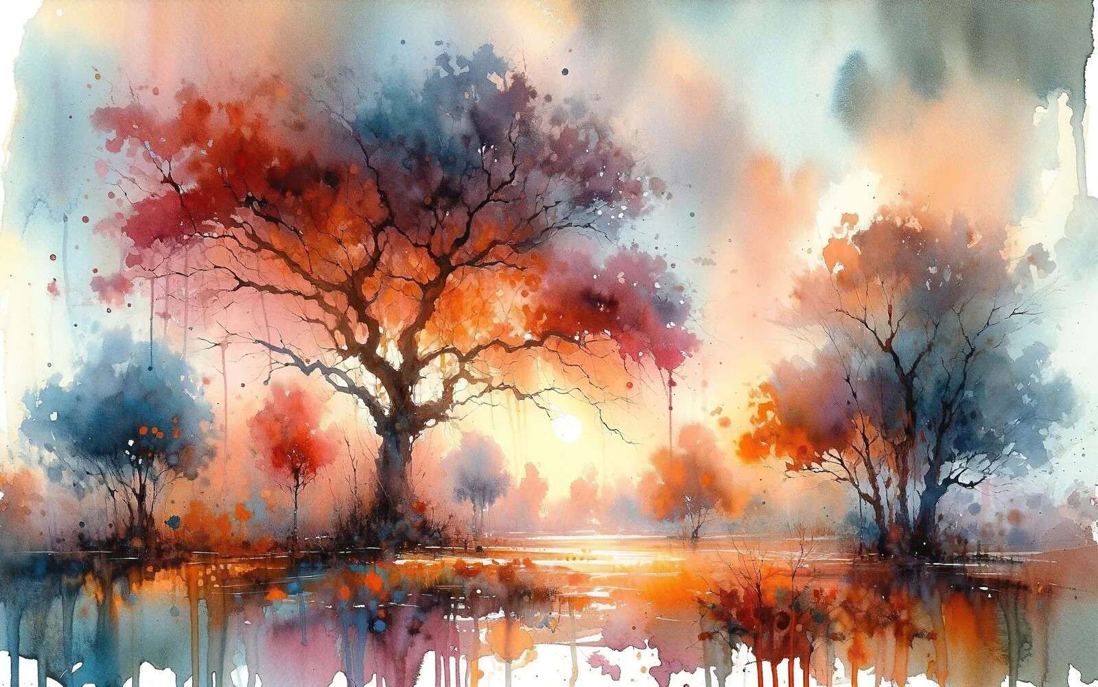 Il tetto infuocato dell'autunno al crepuscolo