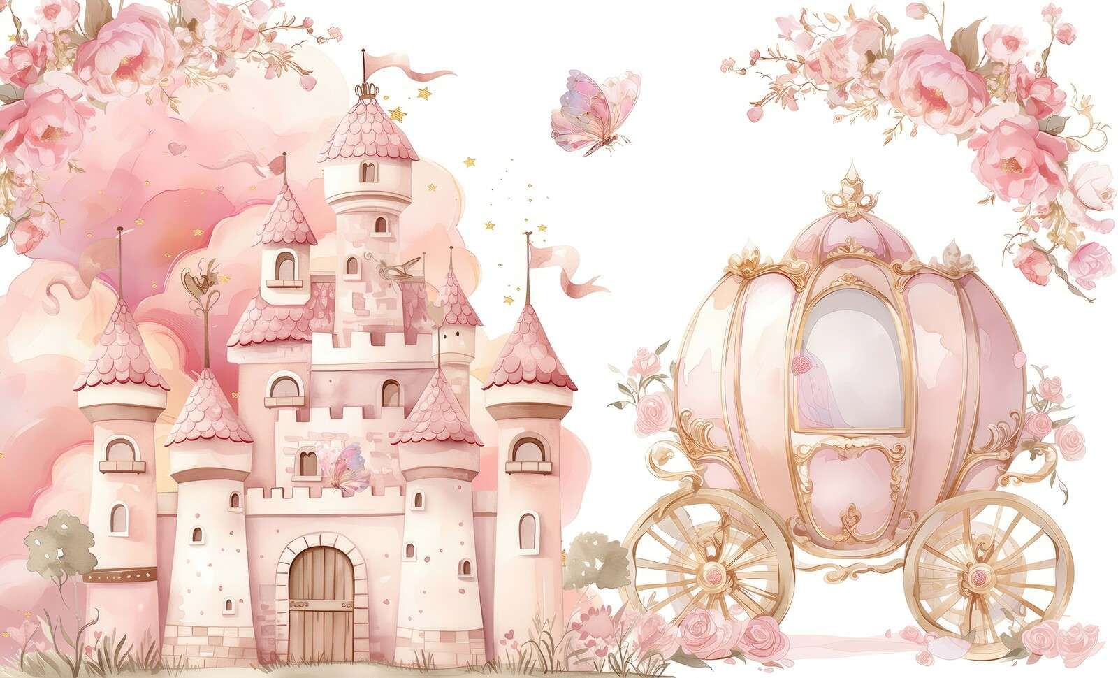 Castello delle favole e carrozza di rose