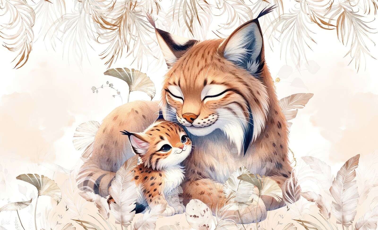 Lince amorevole con cucciolo