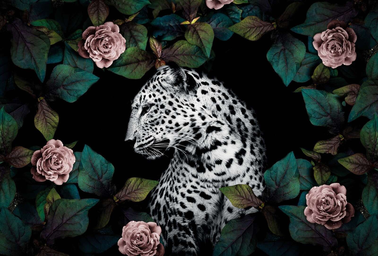 Leopardo tra fiori di velluto