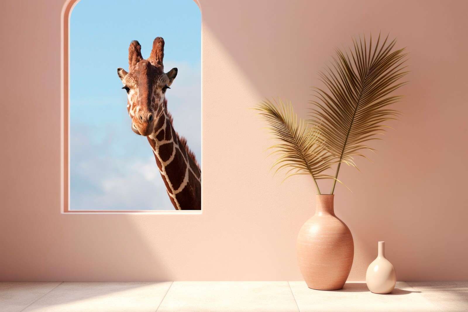 Giraffa curiosa alla finestra