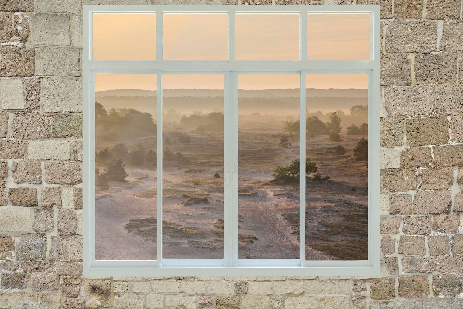 Zandverstuiving nella nebbia mattutina