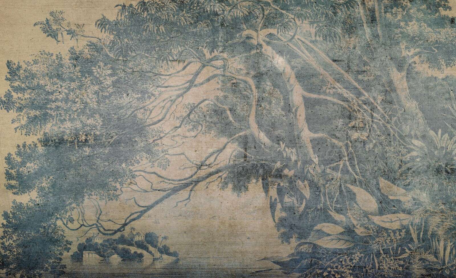 Tropici blu in lino consumato