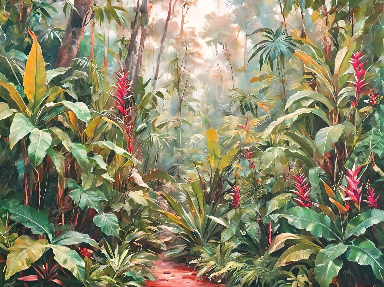 Cielo mattutino sopra il sentiero tropicale