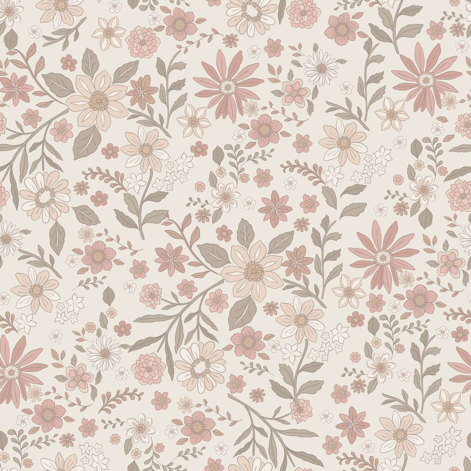 fantasia vintage di fiori di campo rosa tenue