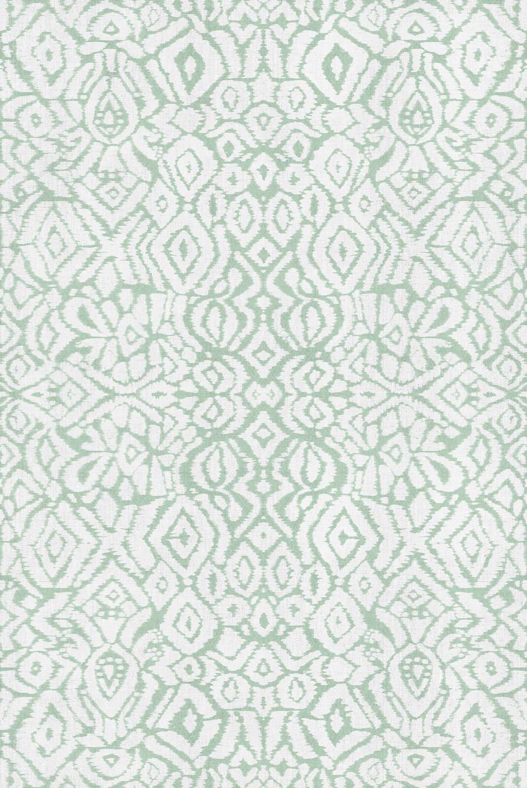 Motivo ikat verde menta con ornamenti